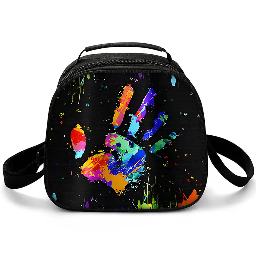 Isolierte Lunchtasche mit buntem Palmen-Design, Schultergurt, umweltfreundlich, wasserdicht, Thermokühler, wiederverwendbar, für Studenten, Bento-Essen