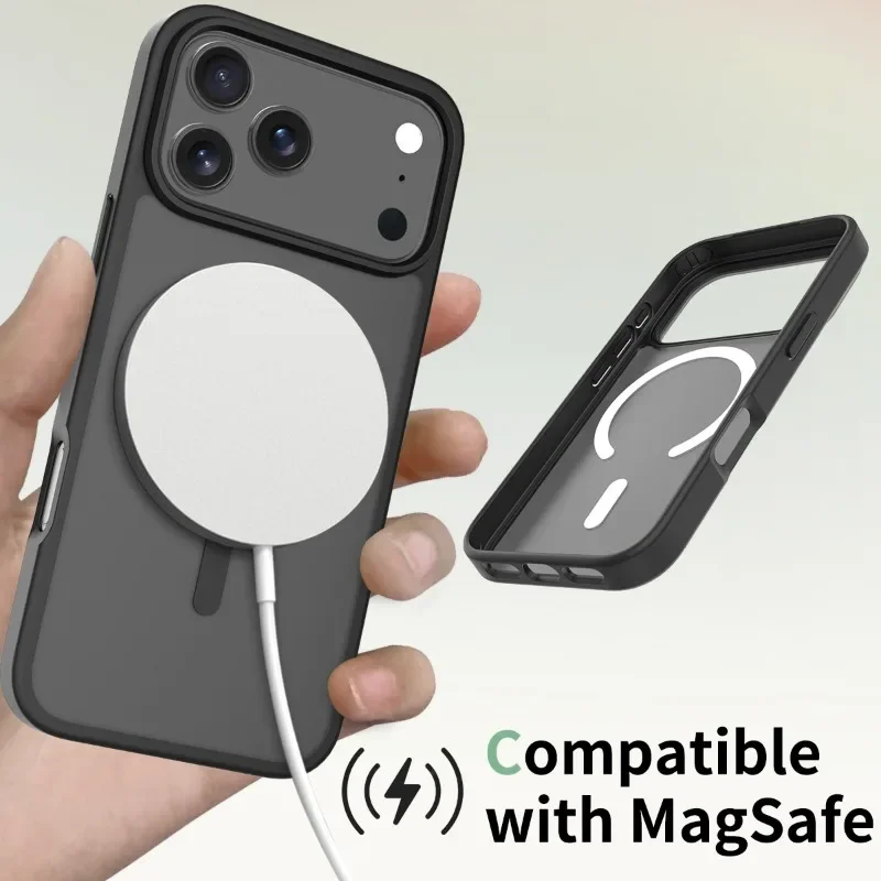 

Matte Skin-Feel Magnetic Case for iPhone 17/17 Pro/Pro Max， Slim Shockproof Anti-Fingerprint Cover Supports Wireless Charging