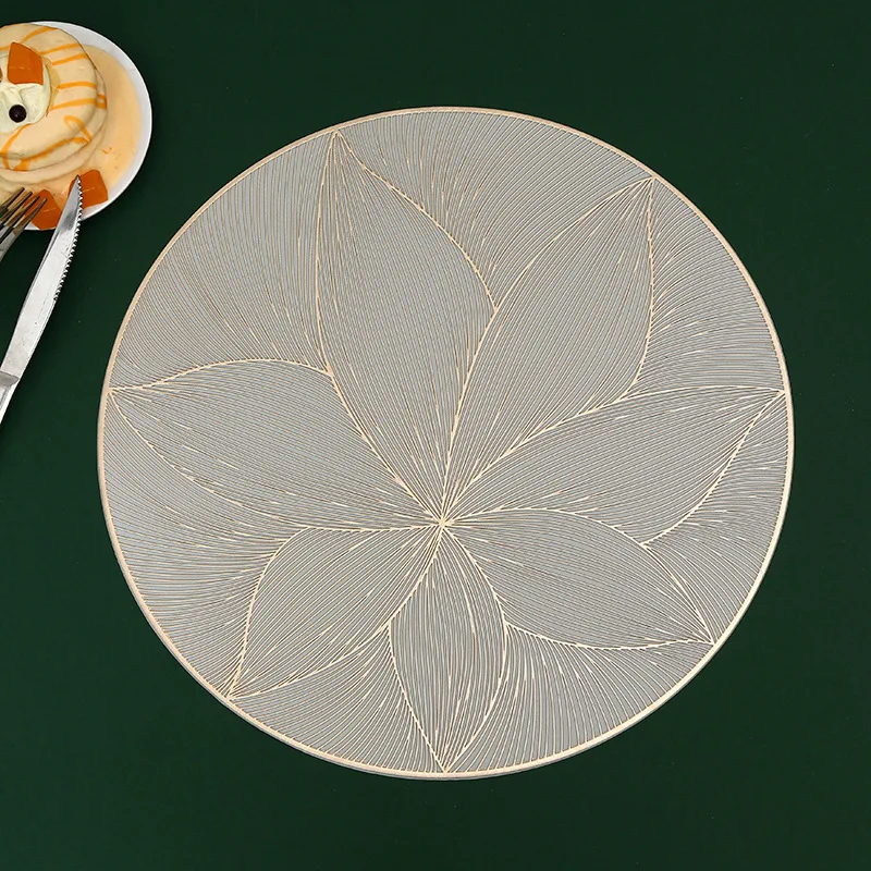 6/4pcs Flower Patterned Placemats Hotel Restaurant PVC Waterproof Coaster Light Luxury Hot Stamping Dining Table Decoration Mats