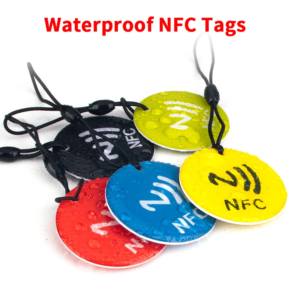 3pcs/5pcs For All NFC Enabled Phone NFC Tags Lable Ntag213 Epoxy Card RFID 13.56MHz 144 Bytes RFID Token With Rope Waterproof