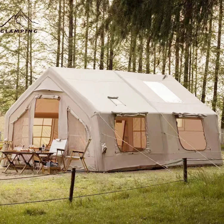 Large luxury 17.28 square meters inflatable tent, , inflatable seal, four-season two-bedroom, UV protection, portable camp tent