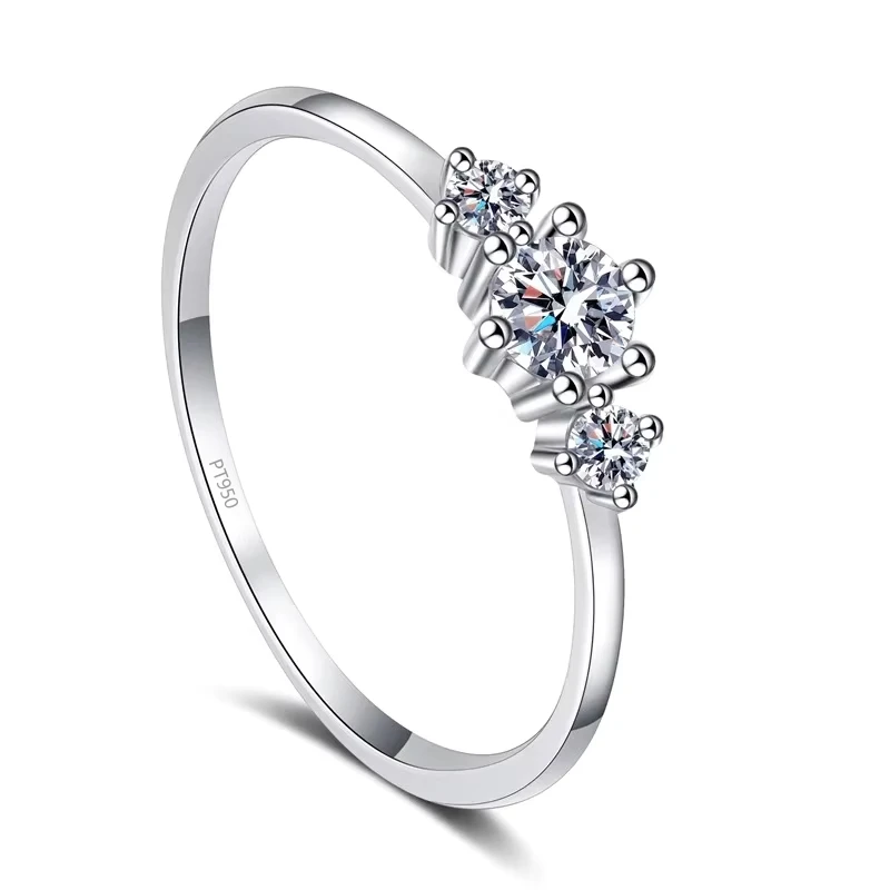 سيدة عيد الحب PT950 البلاتين النساء الزفاف الفرقة 0.26CT مويسانيتي الماس فتاة هدية عيد ميلاد خواتم ابنة غرامة مجوهرات #5