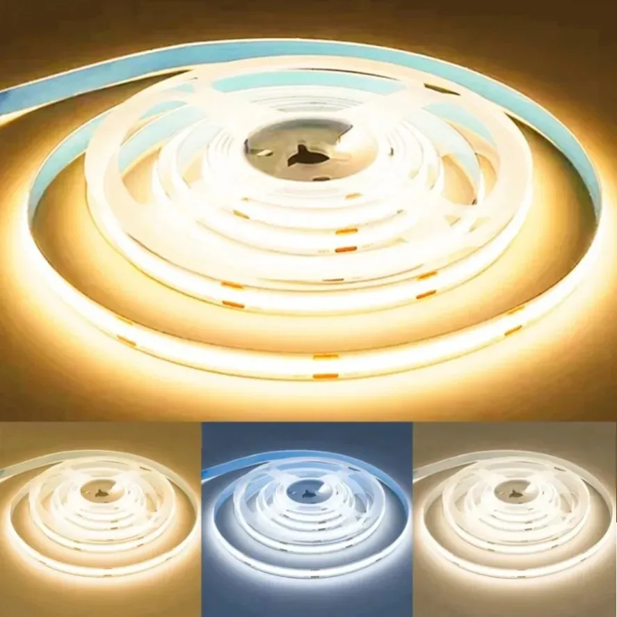 320LED 10 متر عكس الضوء LED COB قطاع تيار مستمر 12 فولت 24 فولت فوب أضواء لغرفة نوم ديكور عالية الكثافة لينة مرنة النيون الشريط ضوء مصباح #2