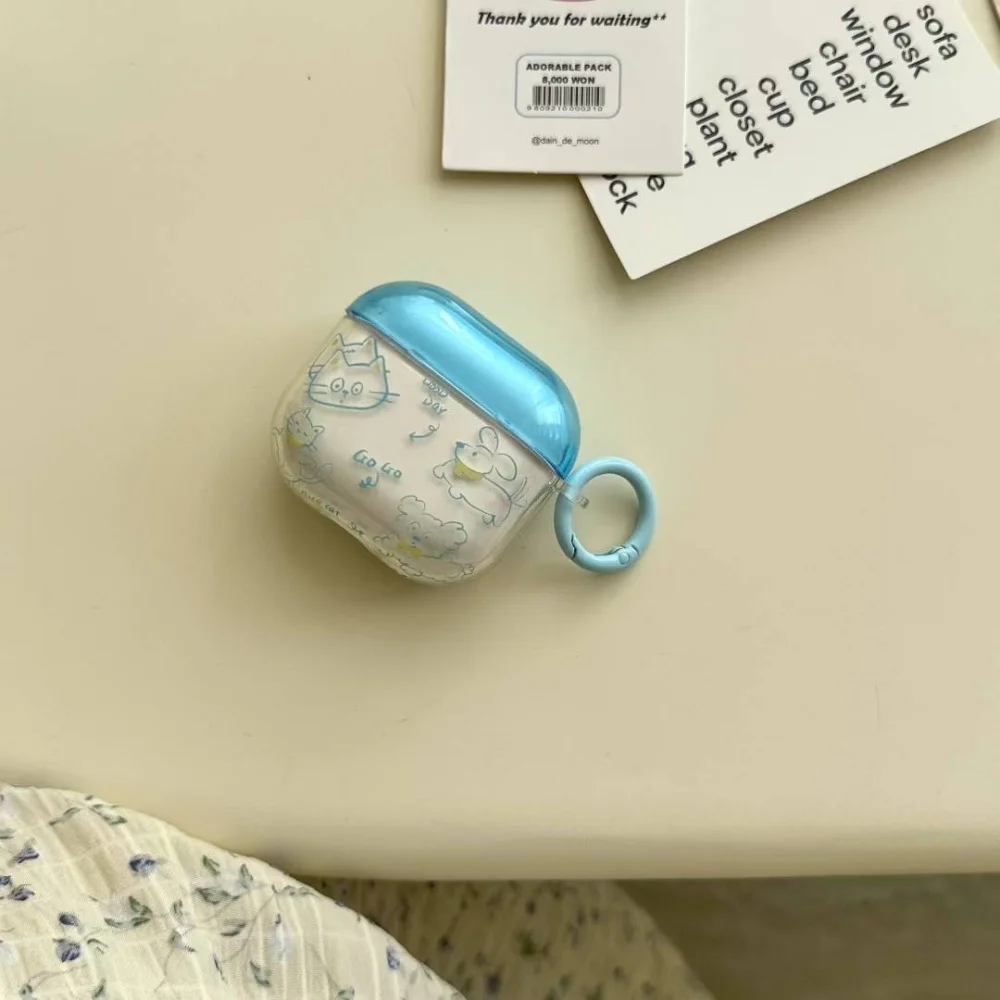 [13] Blue line puppy cat suitable for airpods4 earphone cover pro second generation airpodspro2 protective cover