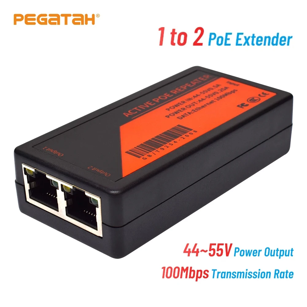 2 Port PoE Extender 100Mbps Poe Extender for Ip Port Max Extend 100m Transmission Extender for NVR IP Camera AP IP