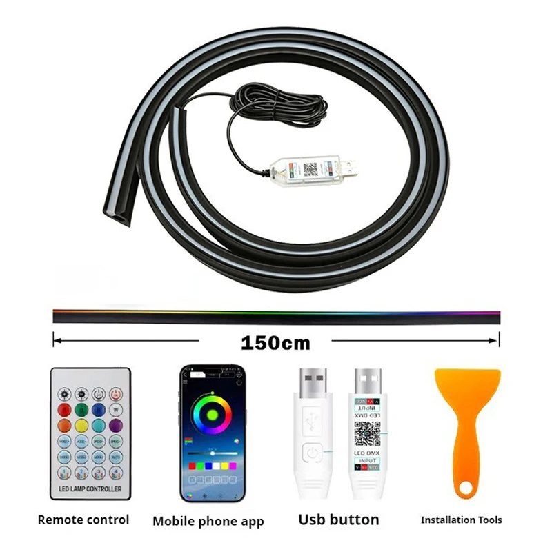 1.5M LED Car Dashboard Sealing Strip Noise Sound Insulation Rubber Strips Front Windshield Gap Strip Universal Seal Accessories - view 4