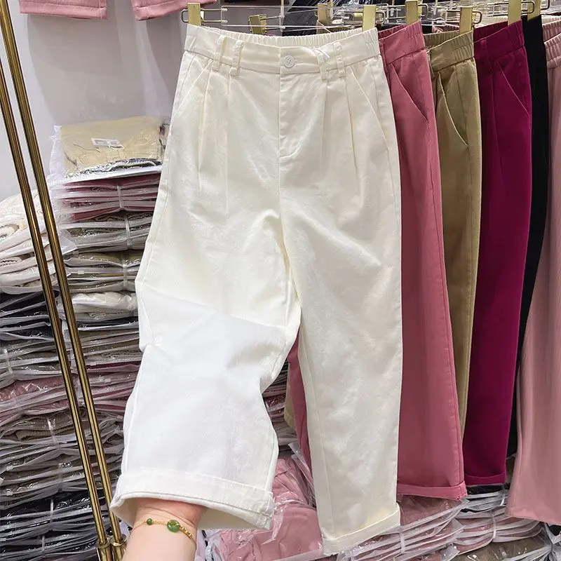 2023 Neuankömmling Sommer koreanischen Stil Frauen All-Matched knöchel lange Hose lässig lose elastische Taille Harems hose d215