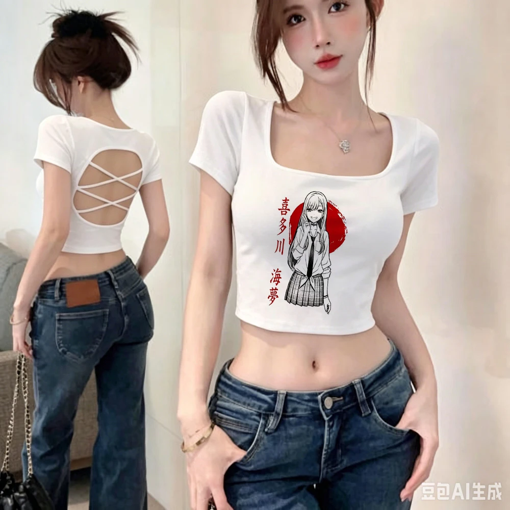 Marin Kitagawa cropped top shoujo japan graphic clearance sales baddie meme shirt gothic cute funny clearance sales summer