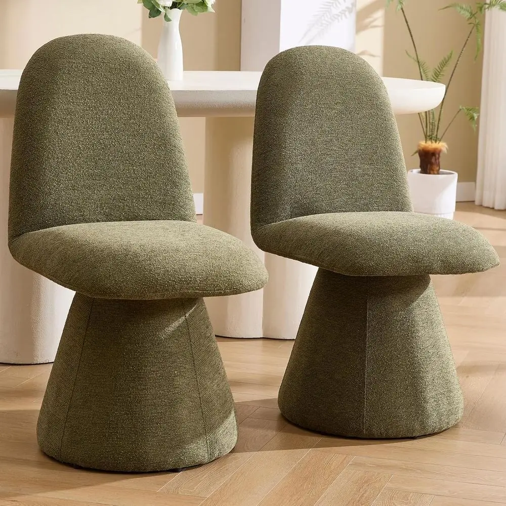 

Green High Back Chenille Upholstered Swivel Dining Chairs Set of 2 for Kitchen, Dining Room, Living Room or Bedroom Reading Area