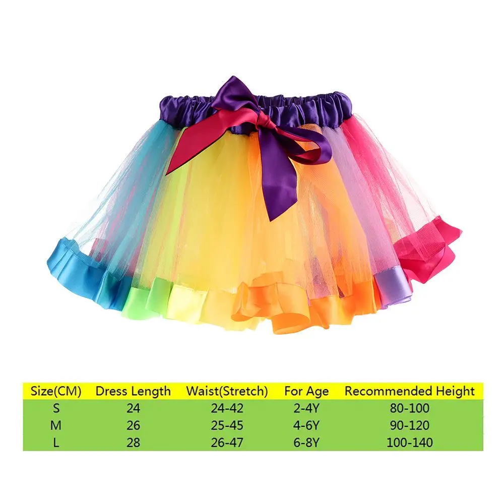 Party Dancewear Tulle Tutu Skirt Dresses Kids Baby Girl Toddler Rainbow Princess Dress Gift