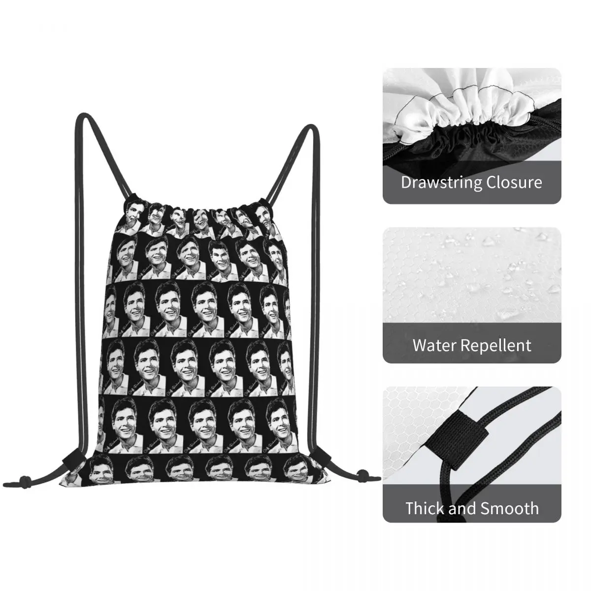 Cliff Black Backpacks Multi-function Drawstring Bags Storage Bag Book Bags for Travel Students