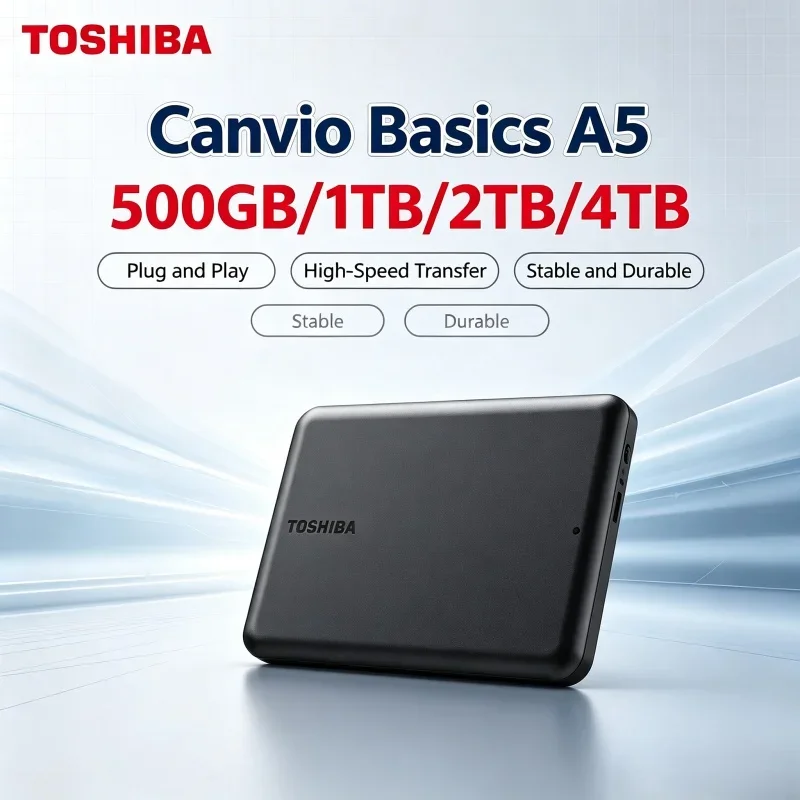 Toshiba A5 2026 Portable Black External Hard Drive USB3.2 Gen1 High Efficiency 1TB/2TB/4TB Mobile Disk Fully Compatible with Mac