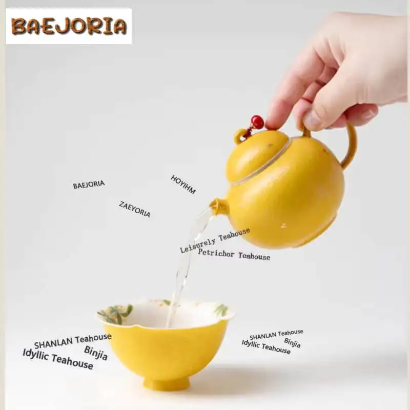 150ml Chinese Color Golden Yellow Teapot Boutique Tea Infuser Pot Tea Maker Kettle With Ball Hole Teaware Supplies Collection