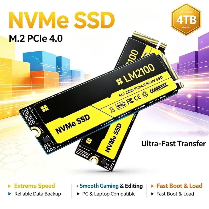 `LM2100 M.2 2280 PCIe 3.0 X4 NVMe SSD TLC 3D NAND 500GB 1TB 2TB 4TB Gaming SSD for Laptop & Desktop PC Upgrade`