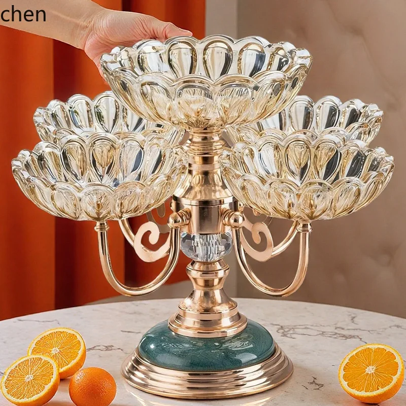 

ww17 crystal glass multi-tier fruit bowl - modern home living room coffee table creative design