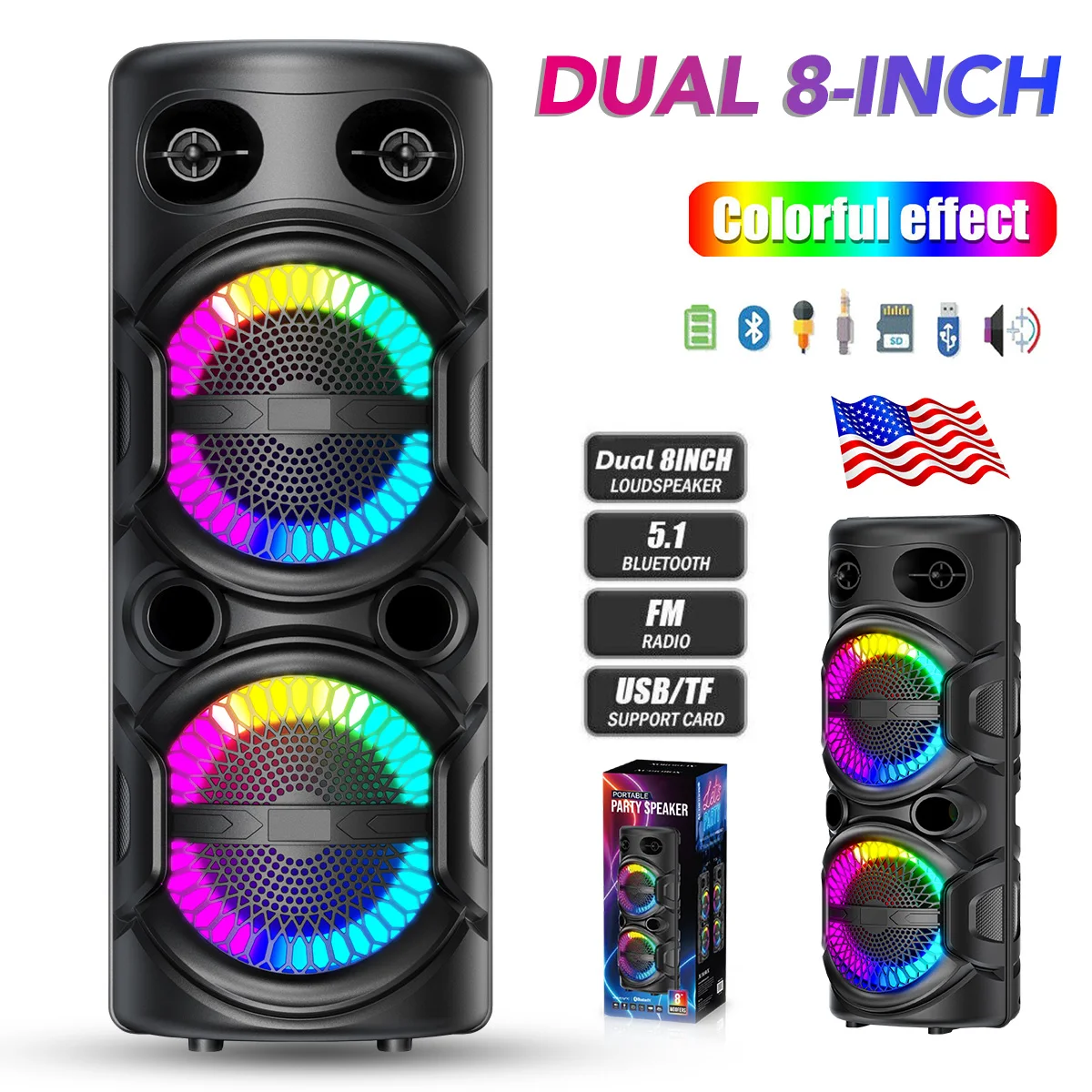 40W (60W Peak) Altoparlanti Bluetooth Portatili Con Subwoofer Boombox Stereo Wir 40W (60W Peak) Altoparlanti Bluetooth Portatili Con Subwoofer Boombox Stereo Wir