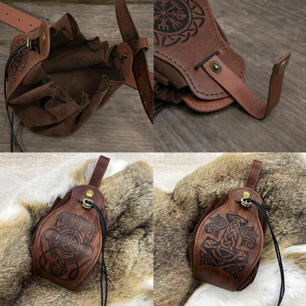 Hoge kwaliteit creatief PU-leer duurzaam unisex riem portemonnee Viking-stijl heuptas middeleeuws zakje draagbare retro heuptas