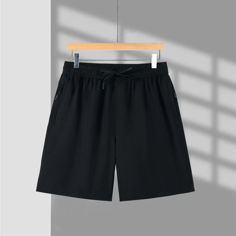 

Мужские летние быстросохнущие свободные спортивные шорты-бриджи из тонкого ледяного шелка для пляжа, прямая продажа, комфортные, легкие