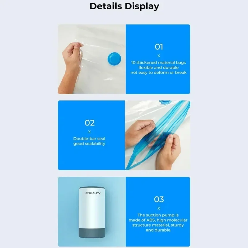 CREALITY 3D Printer Parts Official PLA ABS TPU Filament Storage Vacuum Bag 3D Printer Filament Dryer Safekeep Humidity Resistant