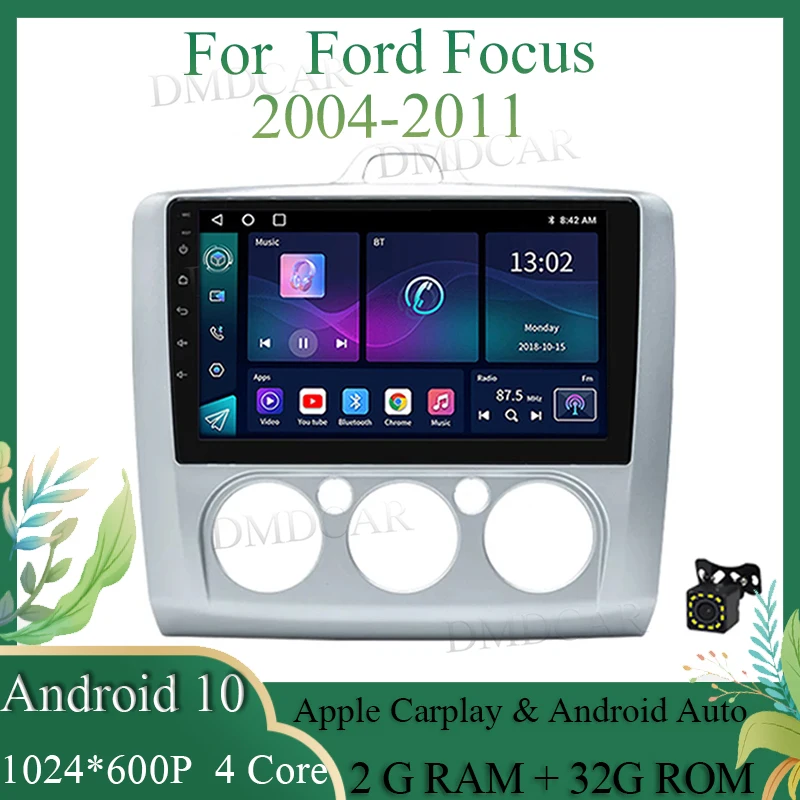 

2+32G 4 Core Android 10 Car Radio For Ford Focus 2004-2011 Manual Air Conditioning Wired Carplay GPS WIFI Screen 1024*600P