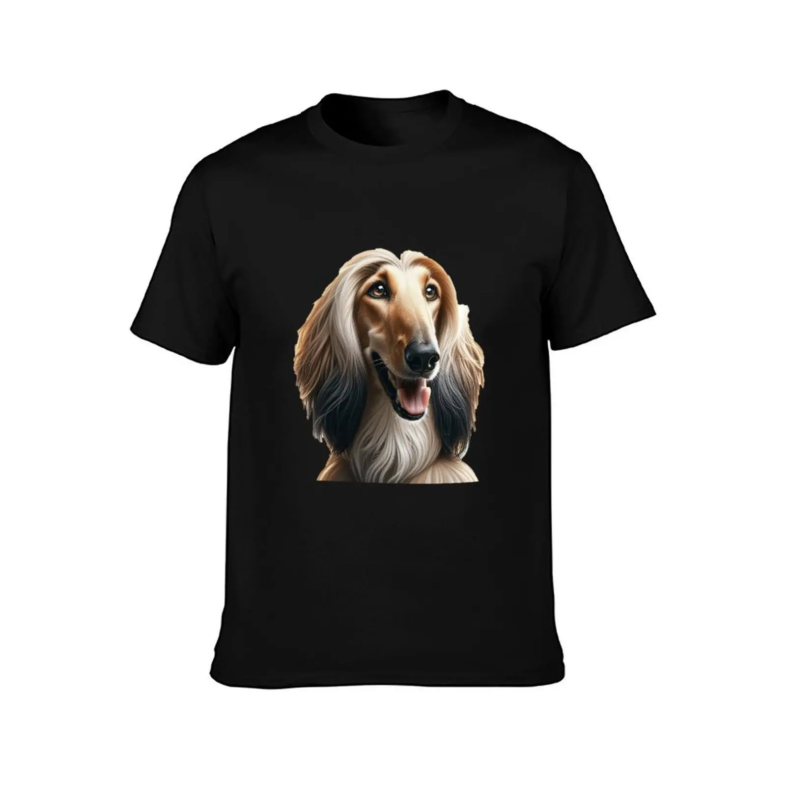 Majestic Afghan Hound Art Print - Elegant Long-Haired Sighthound Dog Breed Portrait T-Shirt Halloween Casual T-Shirt