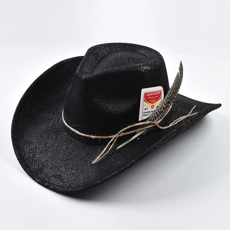 Vintage Big-edge Western Cowboy Hats Panama Gentleman Cowgirl Jazz Hat Holidays Party Cosplay Hat