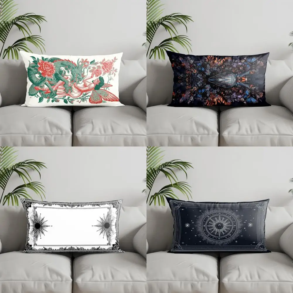 Home Decor Fairy & Dragon Floral Pillow Suitable For Sofa Bedroom Car Pillow Cover Cushion Rectangular Back Cushion