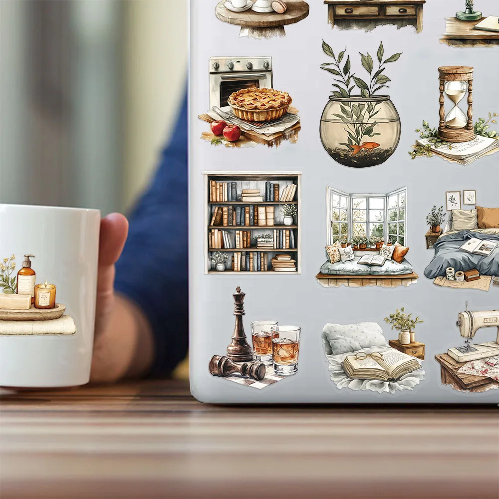 50PCS Home Art Theme Series Sticker Set DIY Phone Case Laptop Guitar Computer Transparent Decorative Stickers