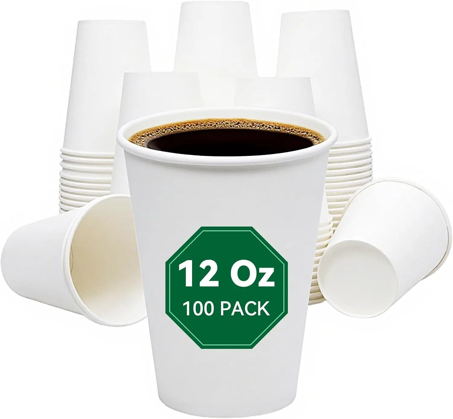 

100 Count 12 Oz Paper Cups, Disposable Coffee Cups for Hot and Cold Drinks, Ideal for Office Home Party
