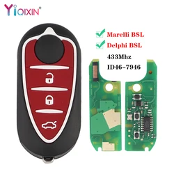 YIQIXIN Car Remote Key For Alfa Romeo 4C Mito 2008-2015 Giulietta 2010-2016 Myth 159 GTO GTA 433Mhz ID46-7946 Delphi/Marelli Key