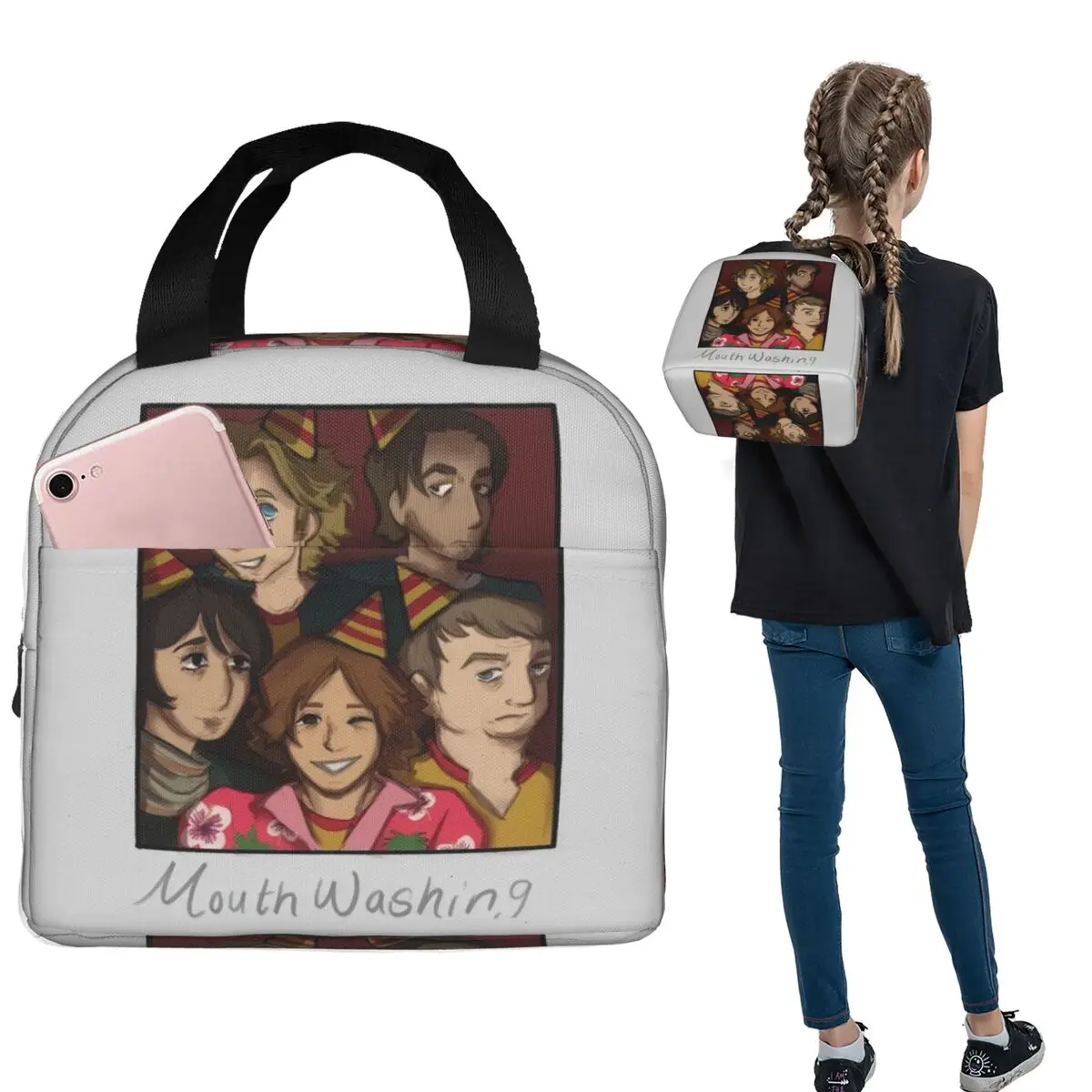 

Игра для полоскания рта, изолированная сумка для обеда в стиле ретро для женщин и детей, портативные коробки для еды, термосумка для обеда