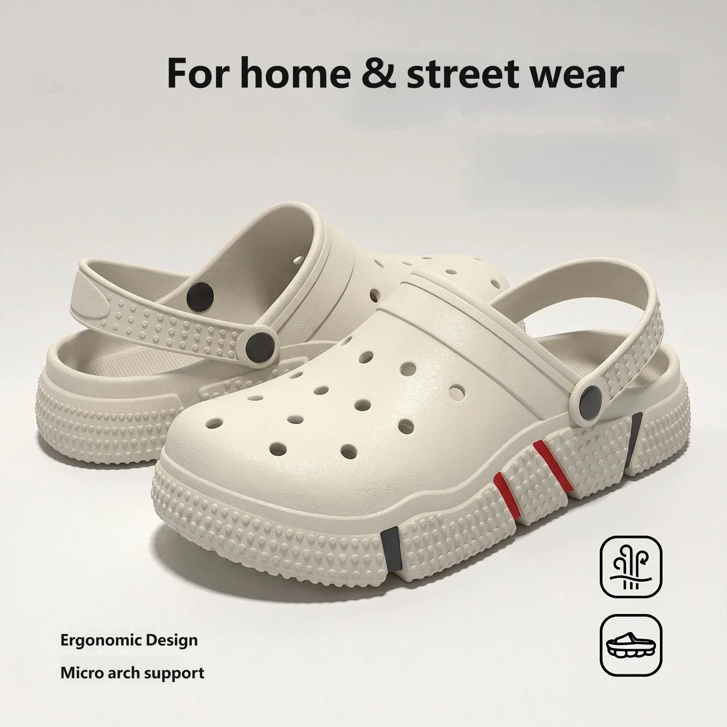 Men Adjustable Strap Clogs Sandals Thick Anti Slip Sole Arch Support Breathable Outdoor Indoor Beach Walking Shoes