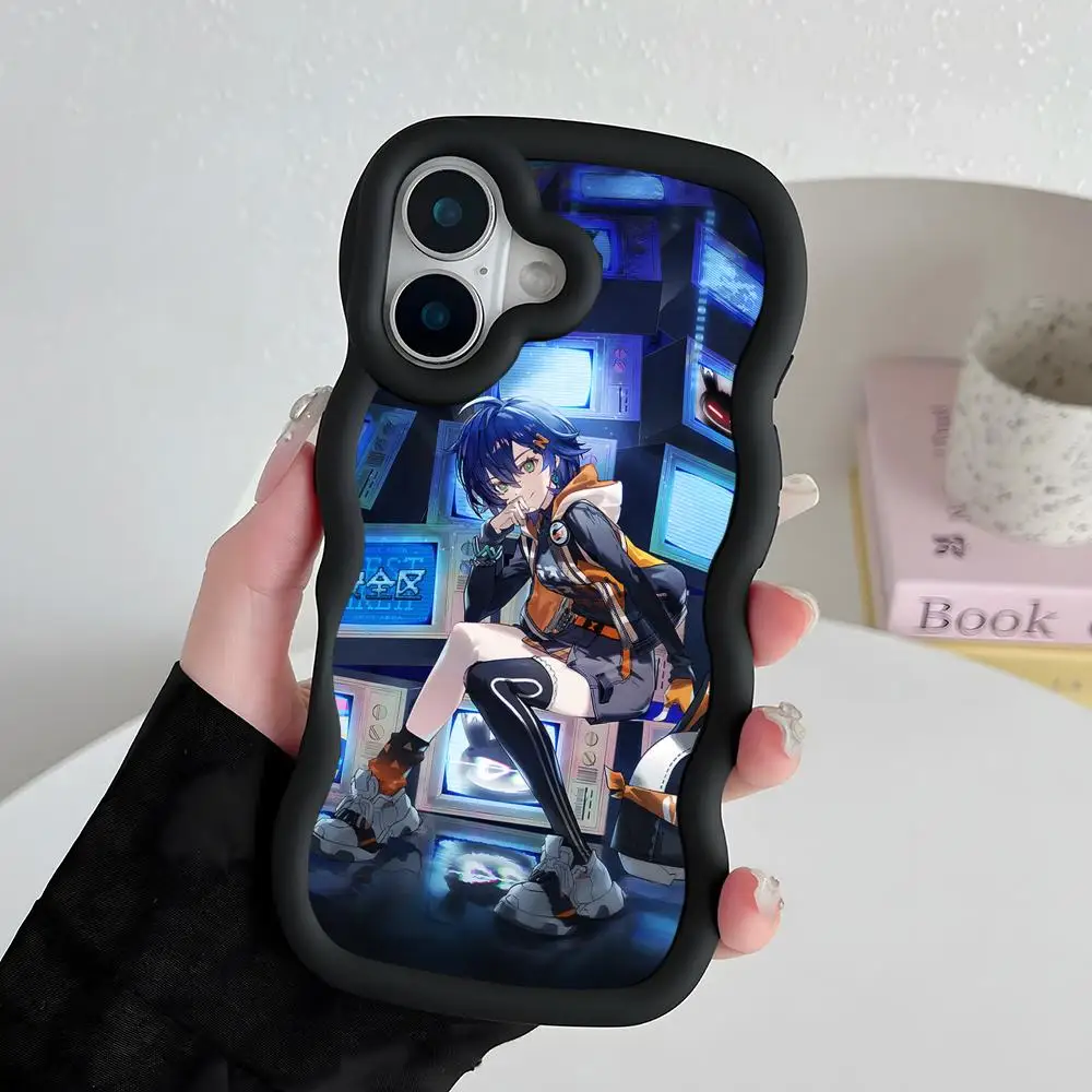 

ZZZ Belle Phone Case for iPhone 17 16 15 14 13 12 11 Air Pro Max Plus Black Soft TPU Wavy Edge Cover