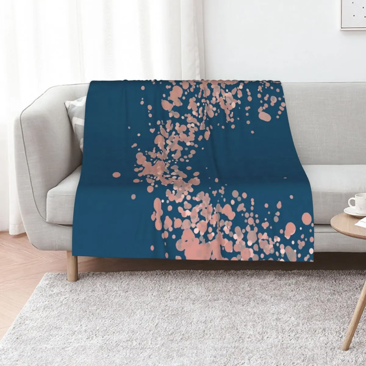 Petrol blue and blush pink - Shining of the sea Throw Blanket Furry warm winter decorative Luxury Thicken Sofa Throw Blankets