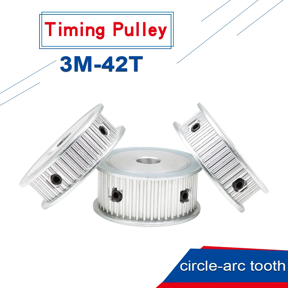 Timing Pulley 3M42T Bore 6/8/10/12/14/15/16/17/19/20 mm Aluminum Pulley Slot Width 11/16 mm For 3M Timing belt Width 10/15 mm