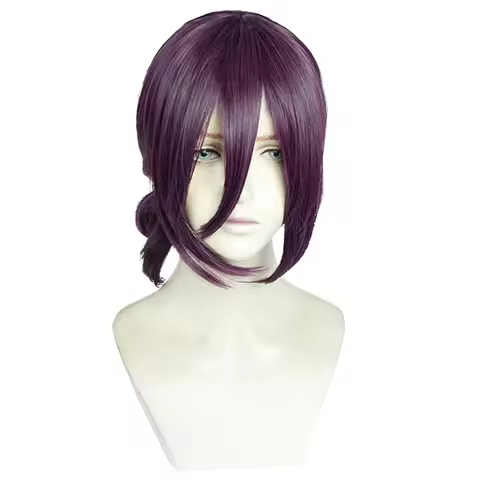 Reze Cosplay Wig Anime Chainsaw Man Purple Brown Ponytail Hair Pelucas Halloween Party Role Play Wigs