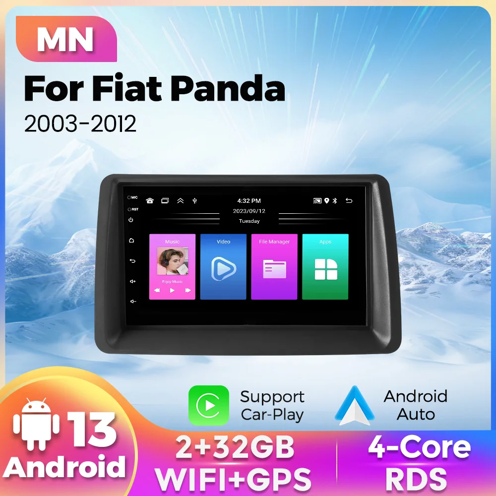 

2 Din Android Car Screen For Fiat Panda 2003-2012 Car Radio Multimedia Player Navigation Carplay Head Unit Audio DAB+ TPMS GPS