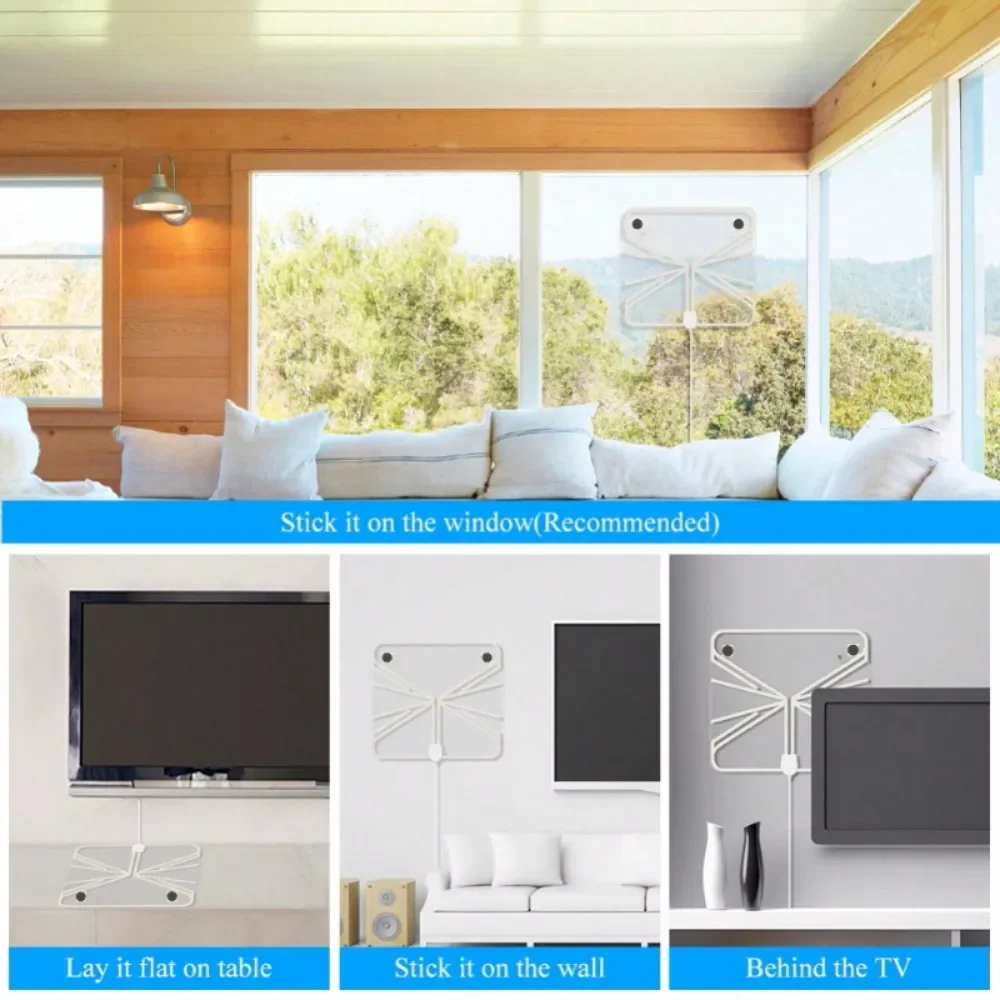 ​ ​ เสาอากาศทีวีดิจิตอลแบบรับสัญญาณสูง - กล่องรับสัญญาณ DTV 4K ปลั๊กแบบ EU ขยายสัญญาณ 5000 ไมล์ แบบแอคทีฟภายใน ดีไซน์แบน HD ​ ​