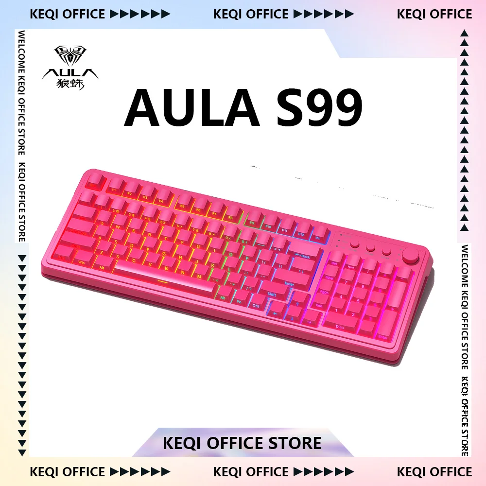 

AULA S99 Keyboard Three Mode Wireless Bluetooth Wired Gaming RGB Ergonomic 99Key Typing Mute Keyboard Custom PC Accessories Gift