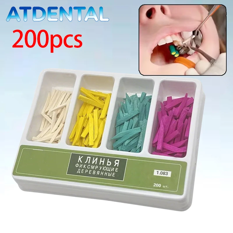 

200 шт. одноразовых деревянных клинков для зубов, для восстановления и изоляции межзубных промежутков