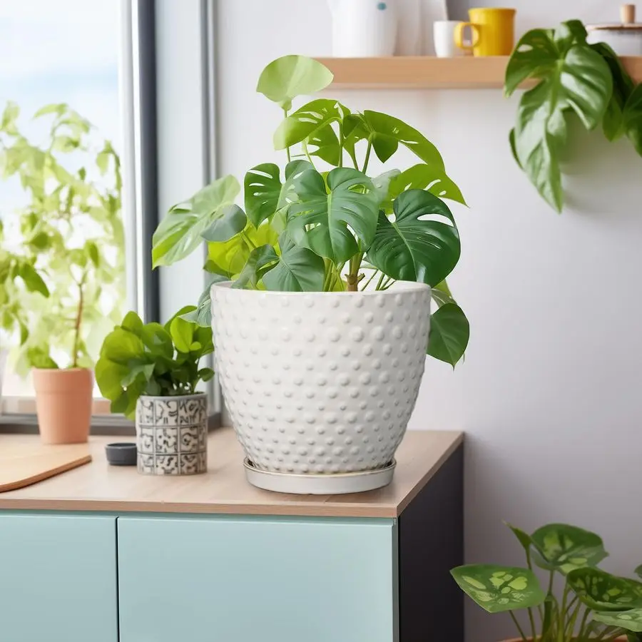 Epjardening vaso de plantas de 8 espaços para plantas internas e externas vaso redondo de cerâmica com furo de drenagem e pires moderno grande fluxo