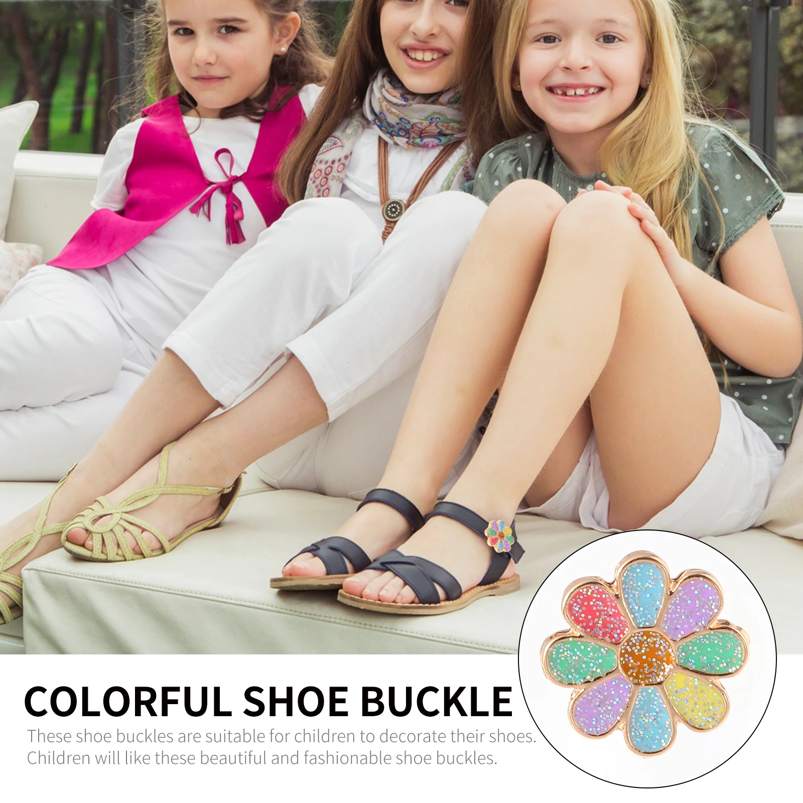 

Детский зажим из цветочного сплава с цветочным принтом, детская красочная пряжка, зажим для обуви, многоразовые детские аксессуары для обуви, хранение