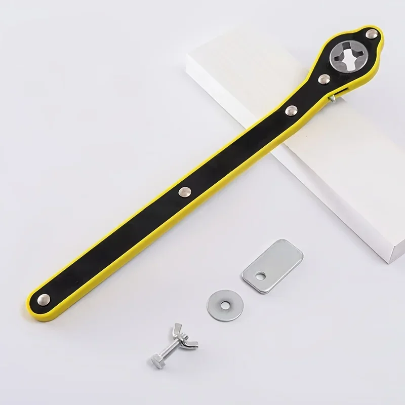 

"1 piece Industrial 360° ratchet wrench - rust-proof, ergonomic, durable. Ideal for car/SUV tires. Yellow & black design."