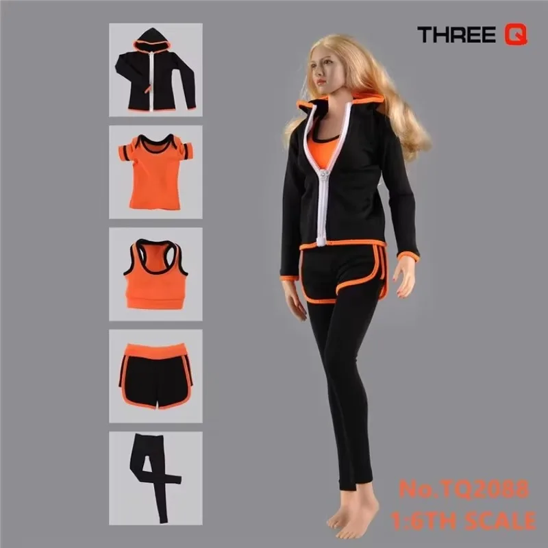 1/6 Scale Female Soldier Sportswear Set Pants Shorts Zipper Jacket Three Colors for 12