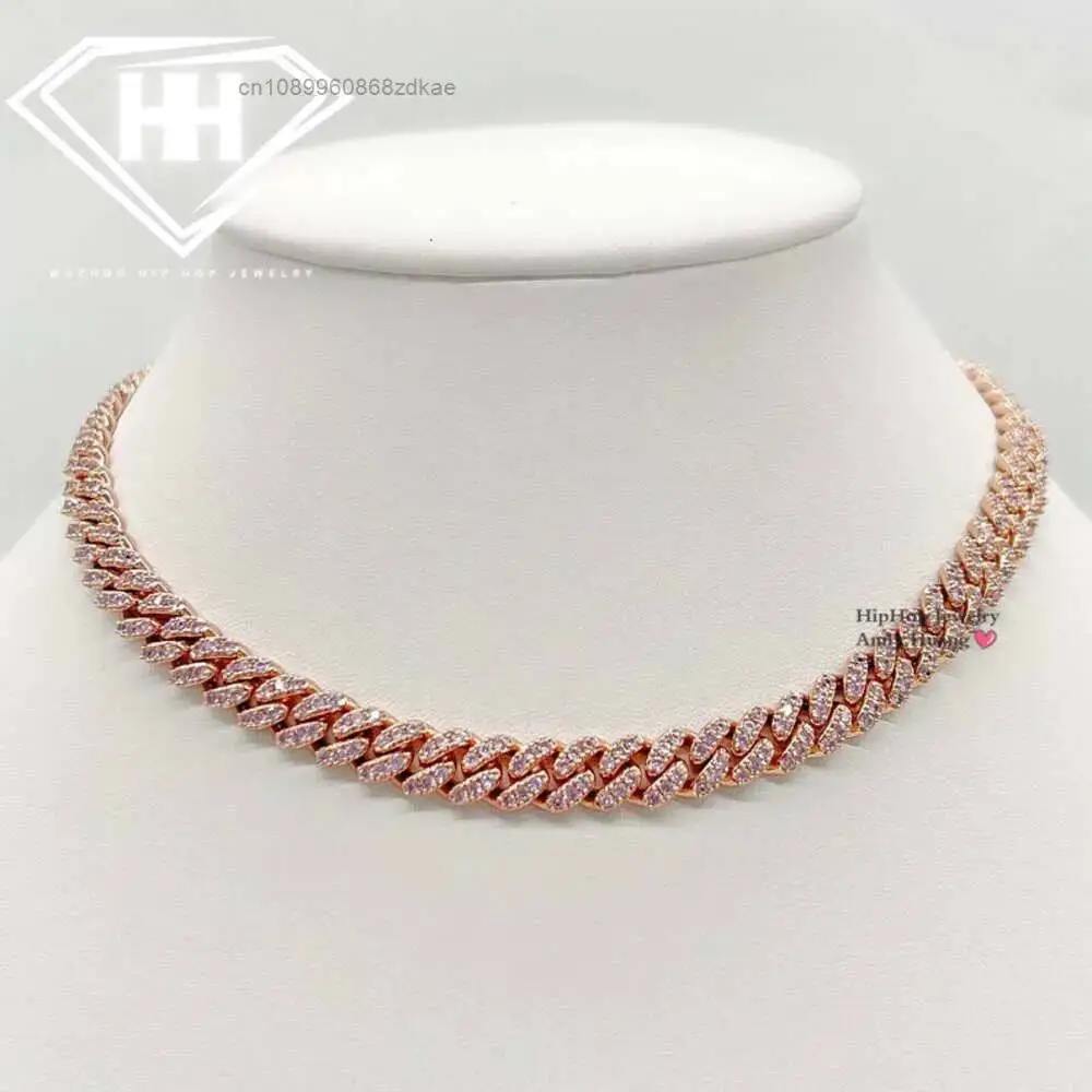Luxury Mens Hip Hop Miami Cuban Link Style Jewelry 925 Sterling Silver 8mm Vvs Moissanite Cuban Chain Necklace Pass Diamond Test