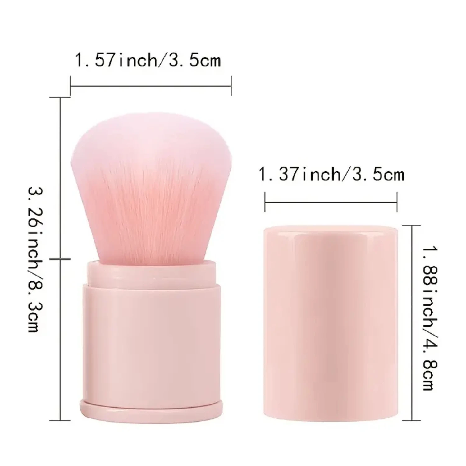 Brochas de maquillaje Kabuki retráctiles, brocha para colorete facial de viaje, cubierta de brocha para polvo portátil, bronceador para colorete, resaltador pulidor impecable