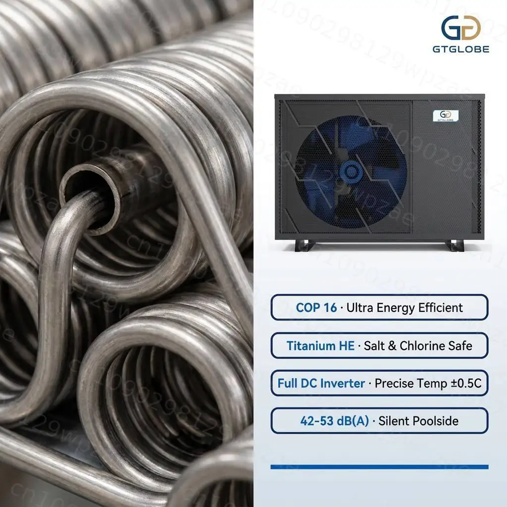 GTGLOBE R32 Air Source Heat Pump for Hotel Commercial Use 13kW Heating/7.2kW Cooling DC Inverter Energy Class A+++ IPX4