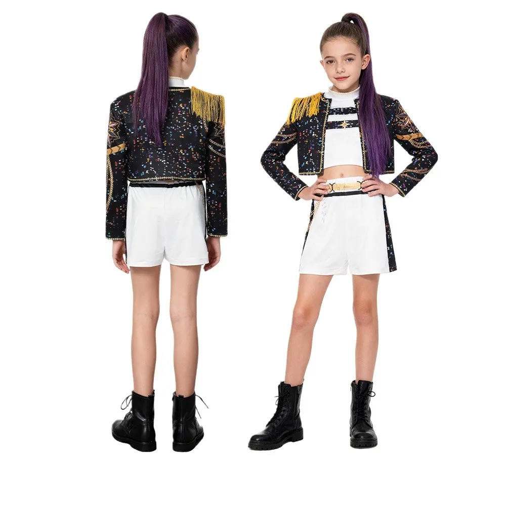 

Детский карнавальный костюм для девочек, поп-звезда Руми с принтом и кисточками на Хэллоуин, детский карнавальный костюм для ролевых игр, наряд