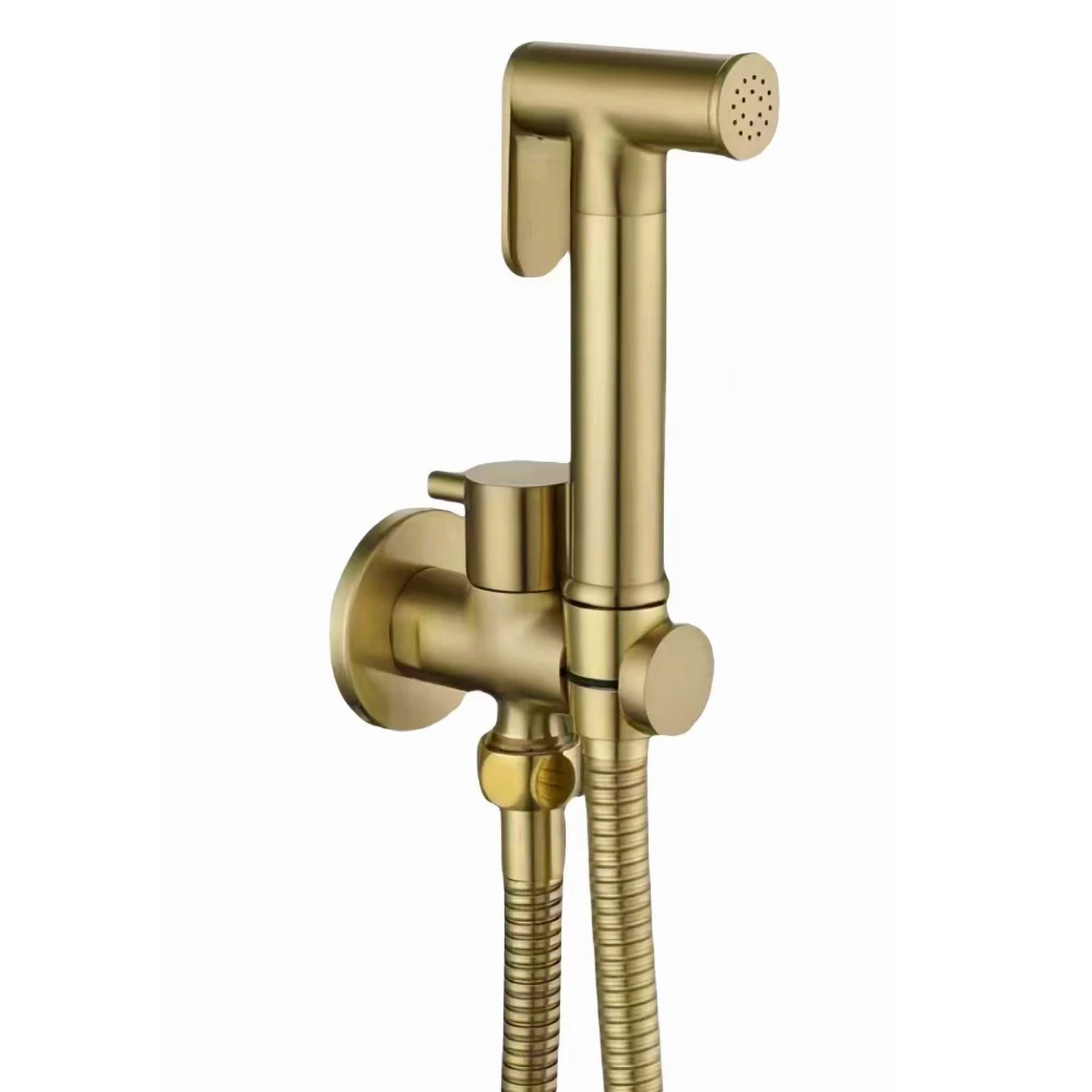 Toilet Bidet Spuitmond & Slang & Ondersteuningset Geborsteld Rosegoud Handdouche Bidetkraan Douchekop