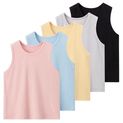 Autumn and winter children's solid color vest boys and girls warm bottom pit vest comfortable round neck underwear home clothes
